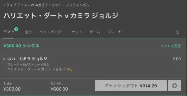 全額キャッシュアウトの画面例