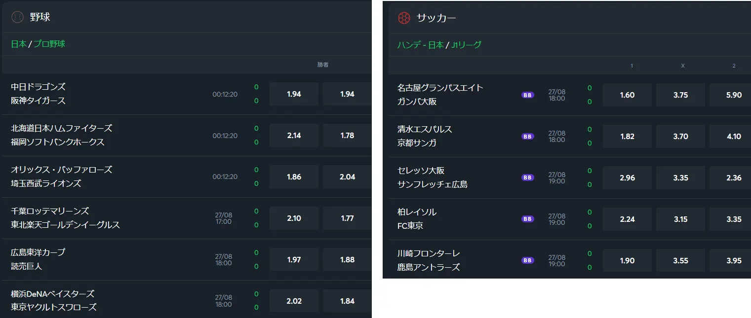 Jリーグ・プロ野球など日本スポーツも充実